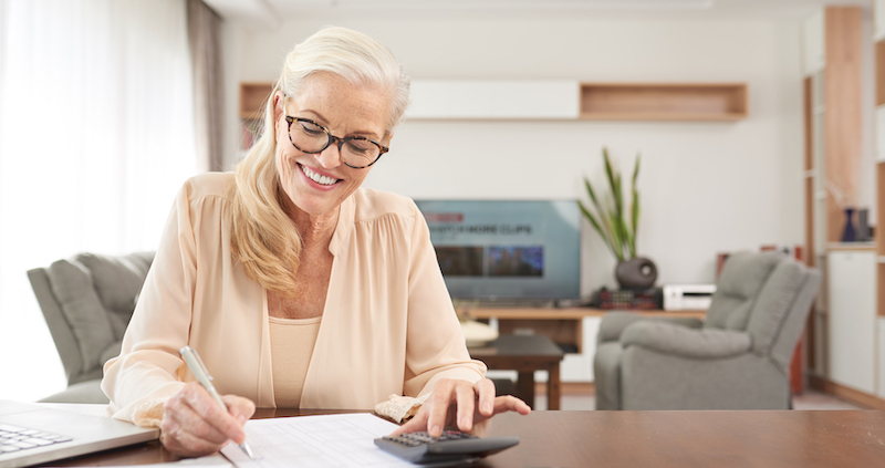 Woman Working on an Expense Report